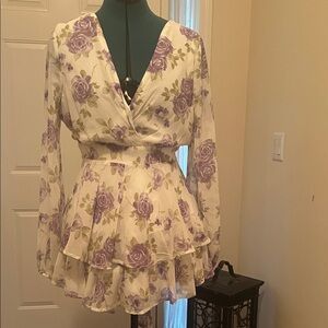 Francesca's Collections Purple Floral Jumpsuit